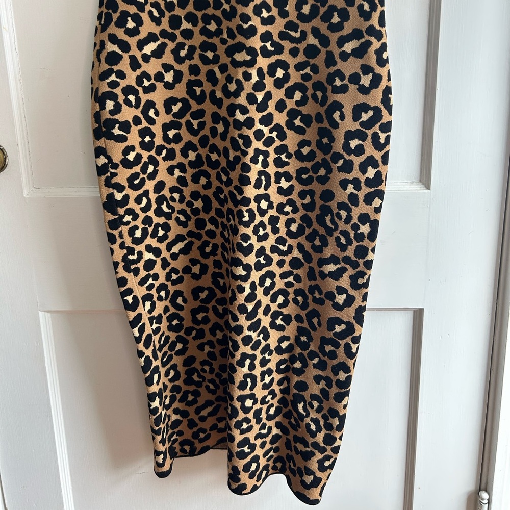 Michael Kors Tan and Black Leopard Midi Dress - Picture 4 of 8